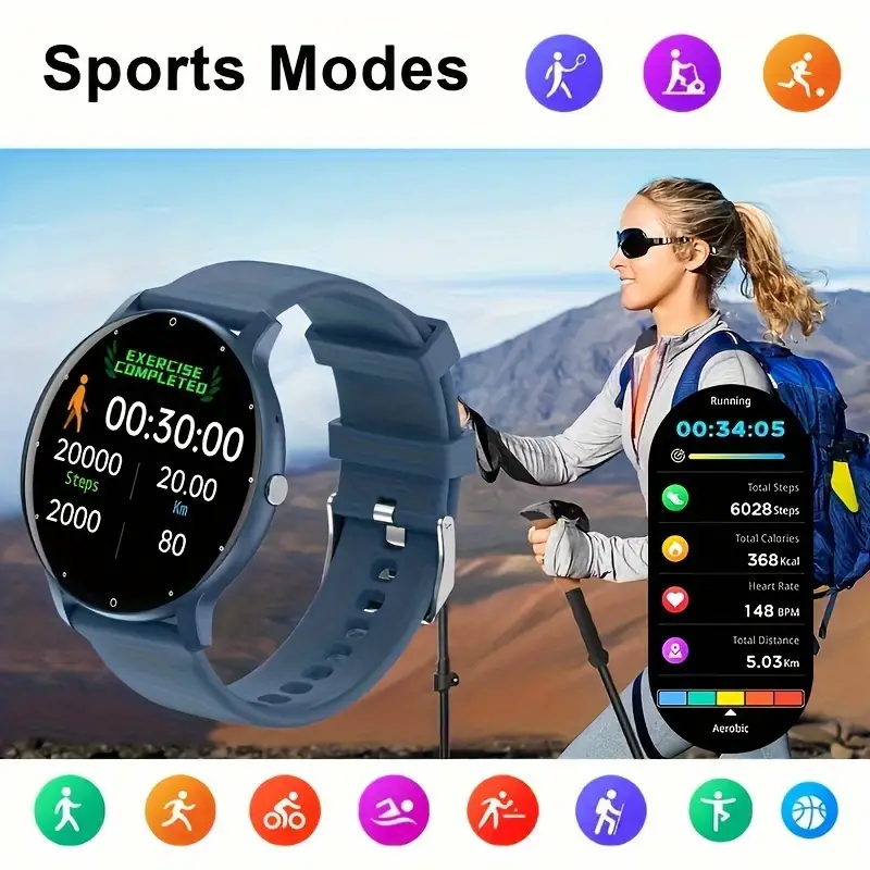 Smartwatch for Women with 1.28” Full Touch Screen, 100+ Sports Modes, and Fitness Tracking